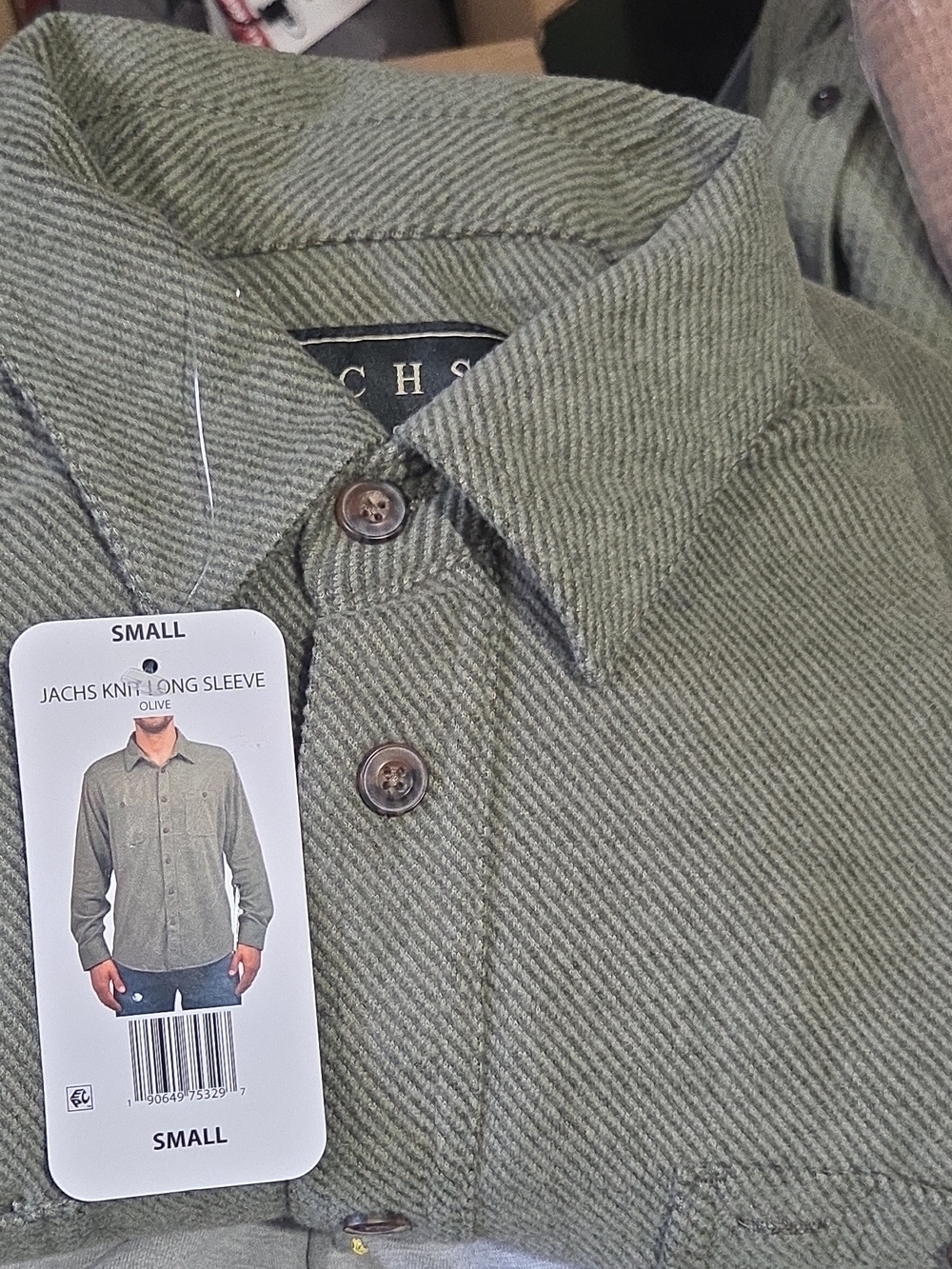 Jachs Olive Green Knit Button-Front Shirt